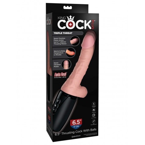 Хай-тек вибратор с функцией толкания 6.5 Thrusting Cock With Balls